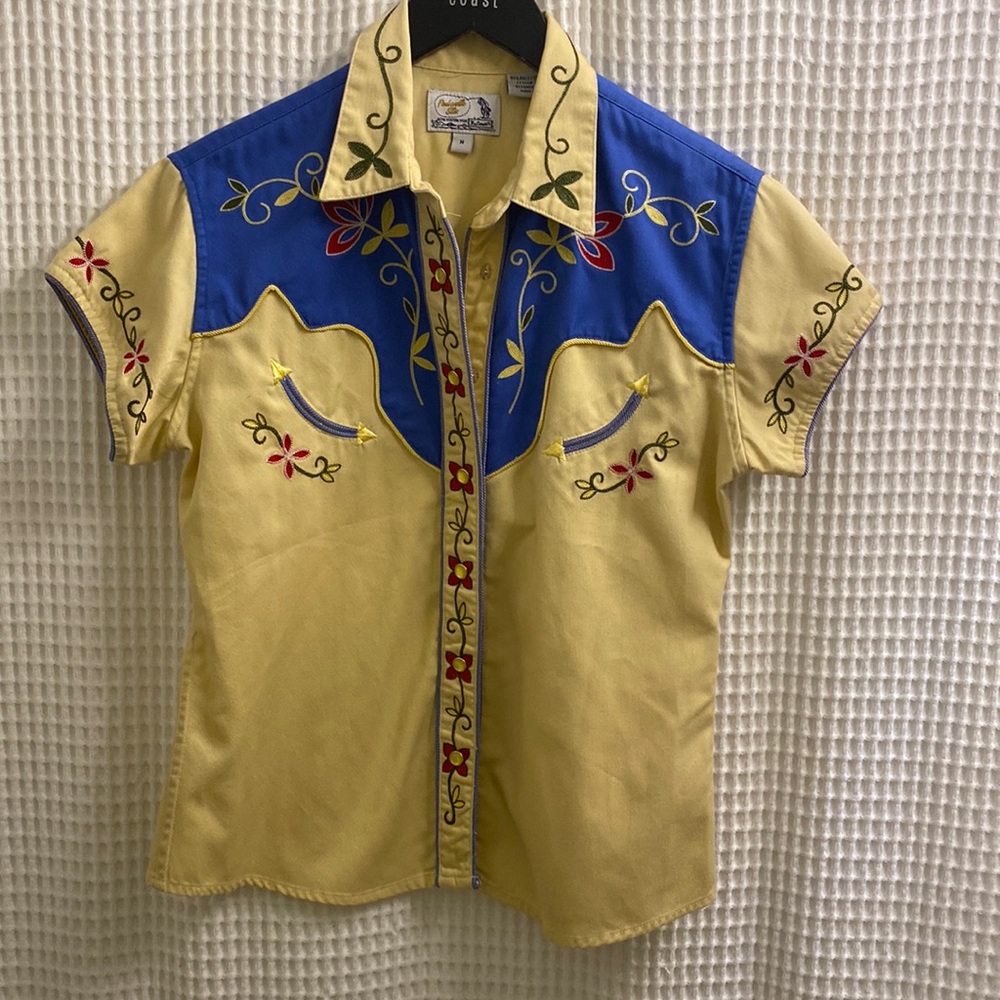 Panhandle Slim Vintage Western Embroidered Cowgirl Rodeo Snap Front Shirt Medium